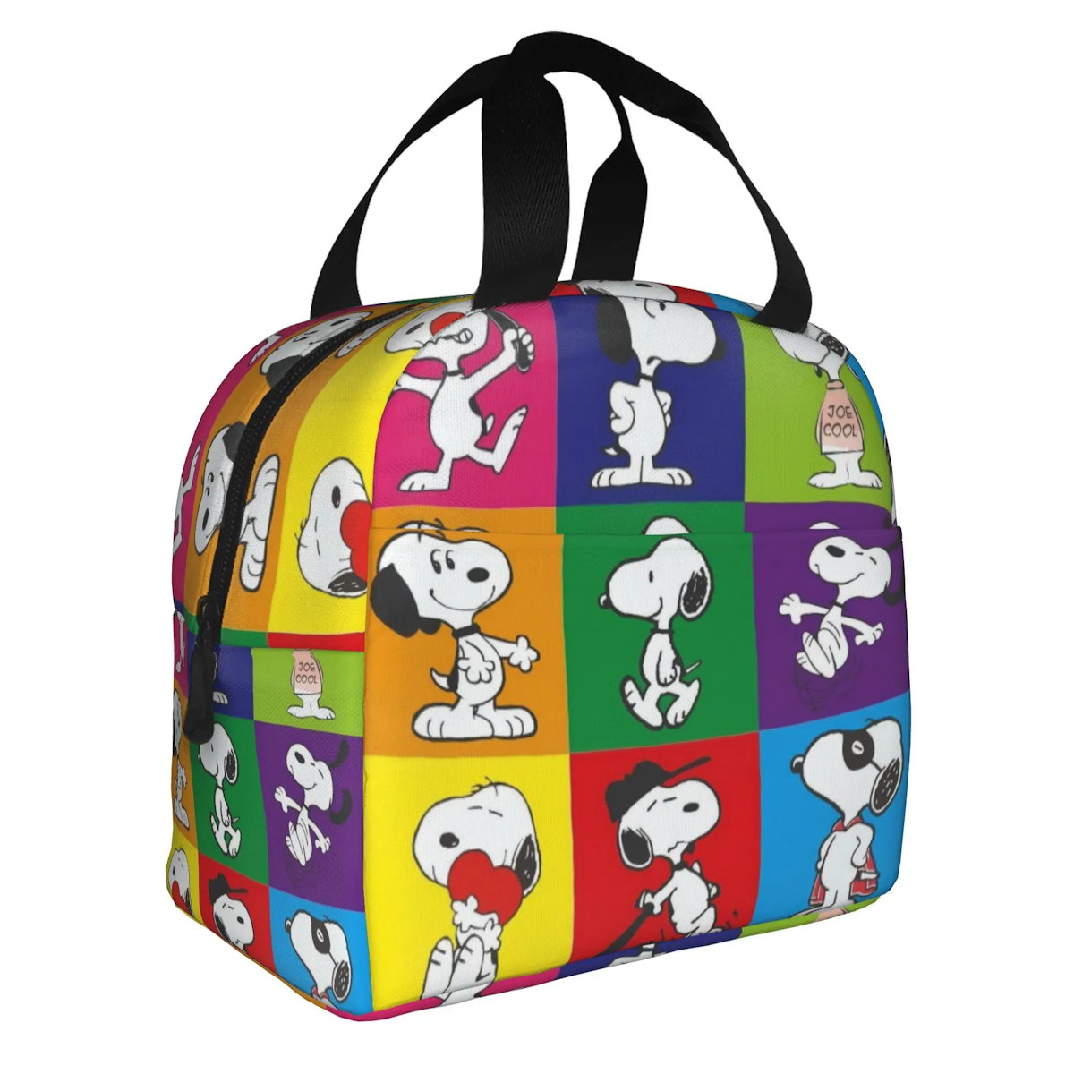 Block Pattern Snoopy Lunch Bag Tote Large Capacity Lunch Bag - ChildAngle