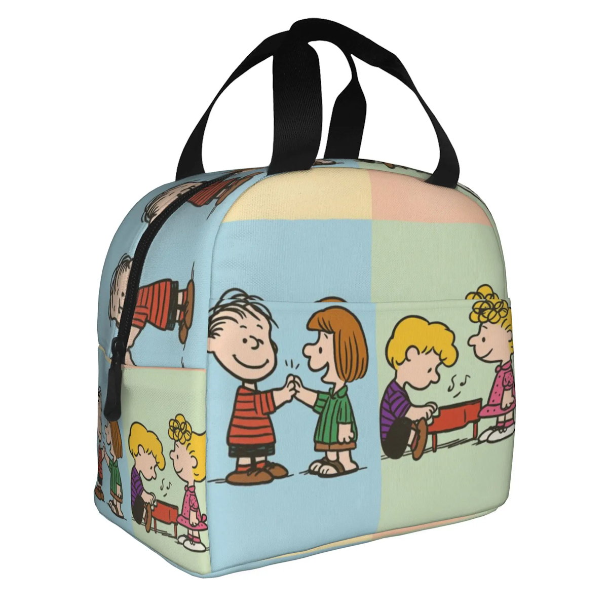 Block Pattern Snoopy Lunch Bag Tote Large Capacity Lunch Bag - ChildAngle