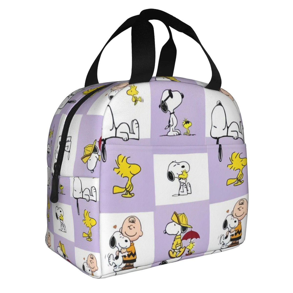 Block Pattern Snoopy Lunch Bag Tote Large Capacity Lunch Bag - ChildAngle