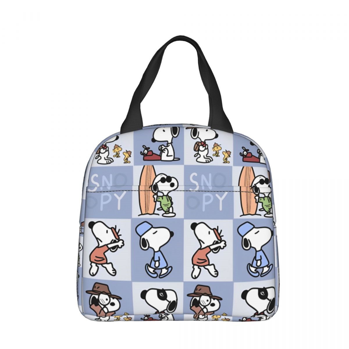 Block Pattern Snoopy Lunch Bag Tote Large Capacity Lunch Bag - ChildAngle