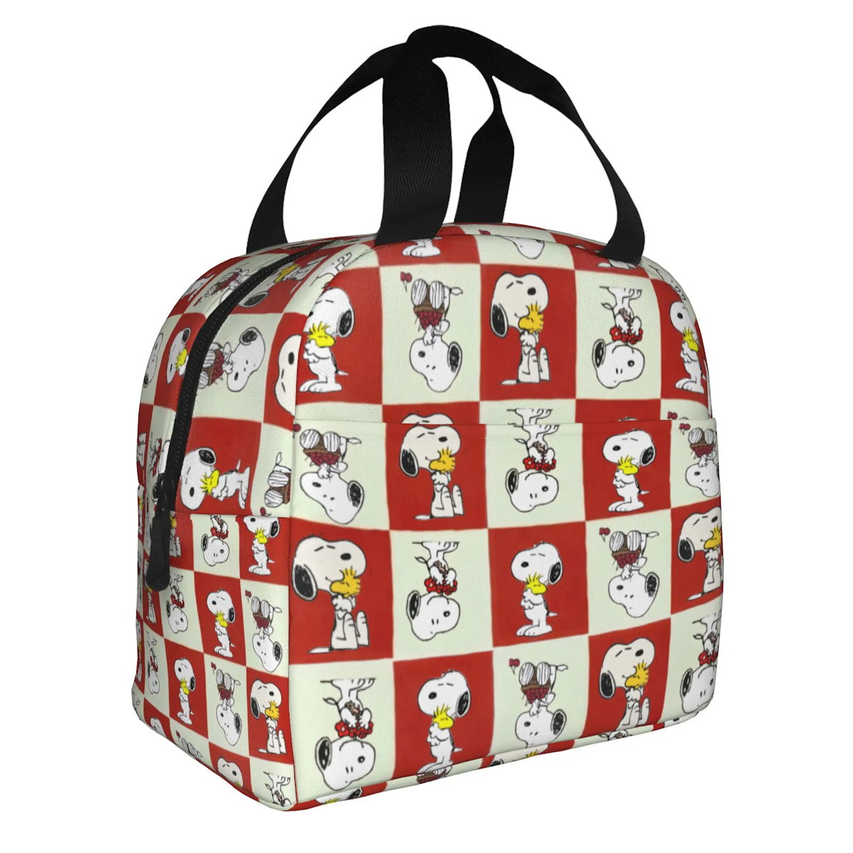 Block Pattern Snoopy Lunch Bag Tote Large Capacity Lunch Bag - ChildAngle
