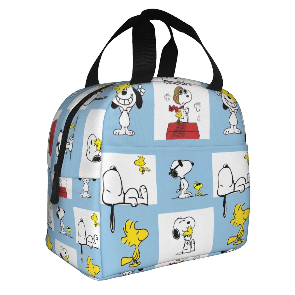 Block Pattern Snoopy Lunch Bag Tote Large Capacity Lunch Bag - ChildAngle
