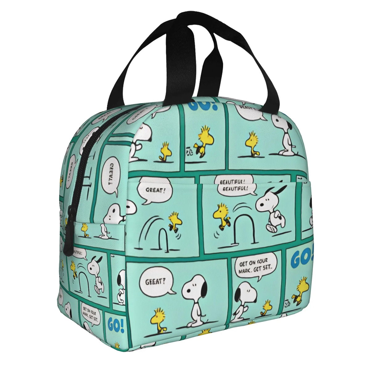 Block Pattern Snoopy Lunch Bag Tote Large Capacity Lunch Bag - ChildAngle