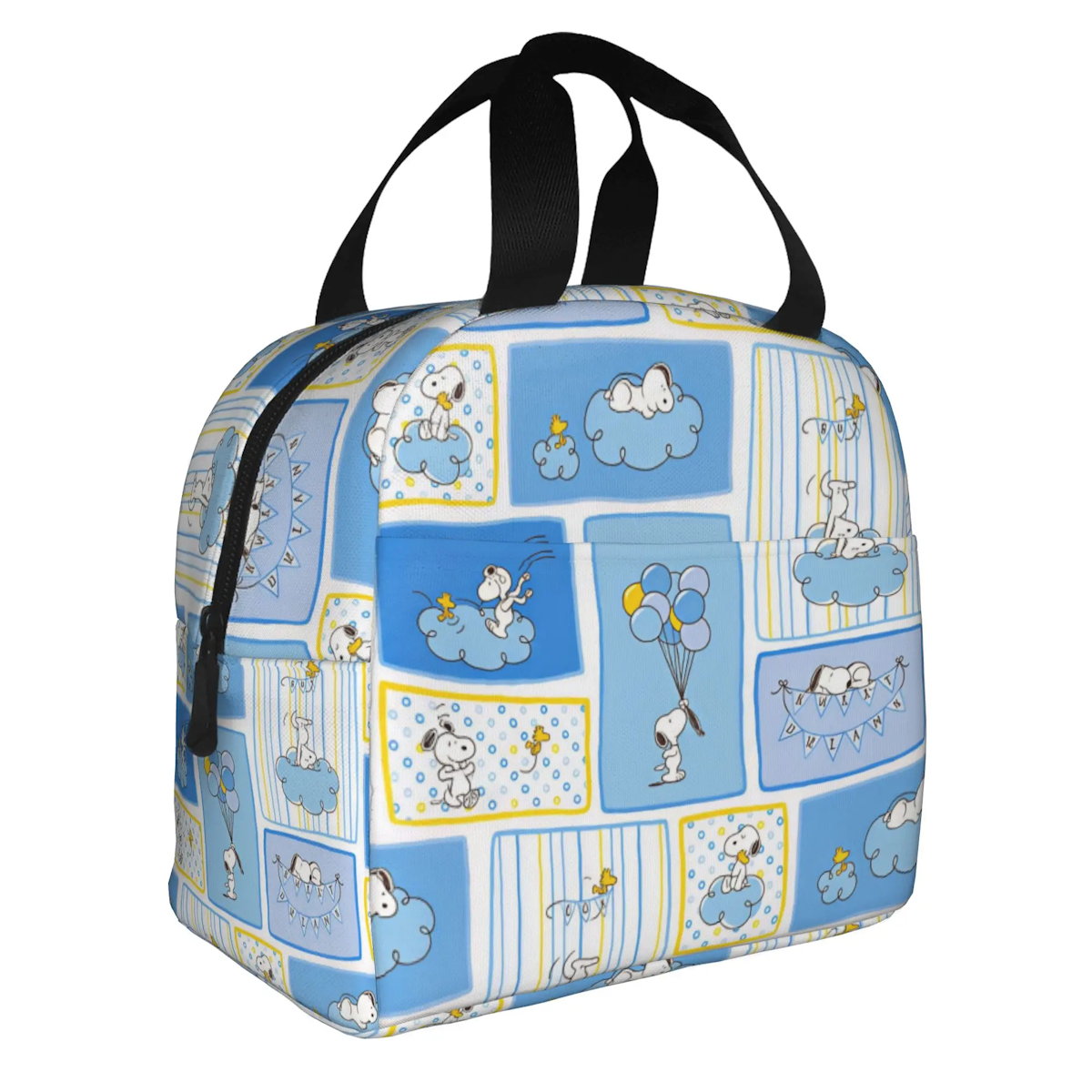Block Pattern Snoopy Lunch Bag Tote Large Capacity Lunch Bag - ChildAngle