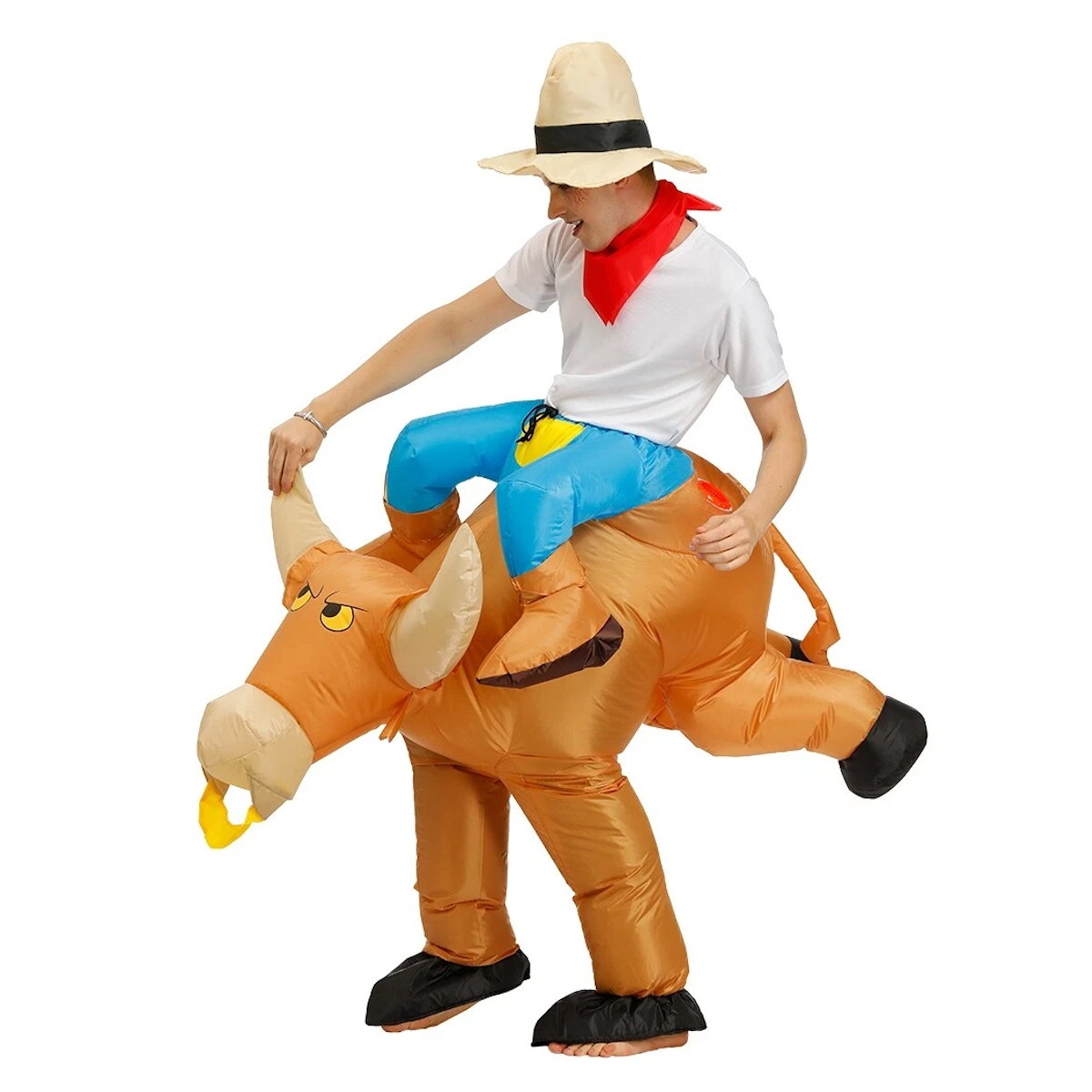 Blow up Kids and Teens Riding Bull Inflatable Costume for Halloween - ChildAngle