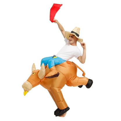 Blow up Kids and Teens Riding Bull Inflatable Costume for Halloween - ChildAngle