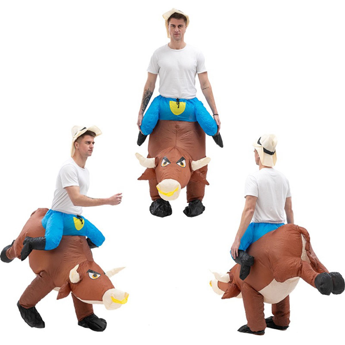 Blow up Kids and Teens Riding Bull Inflatable Costume for Halloween - ChildAngle