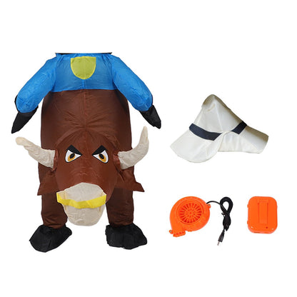 Blow up Kids and Teens Riding Bull Inflatable Costume for Halloween - ChildAngle