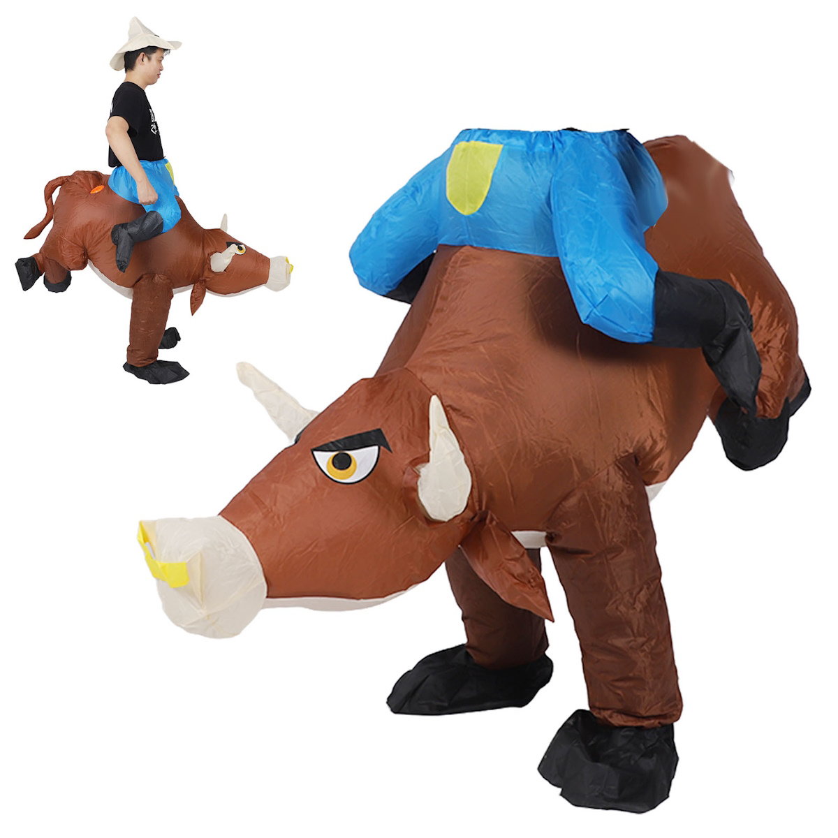 Blow up Kids and Teens Riding Bull Inflatable Costume for Halloween - ChildAngle