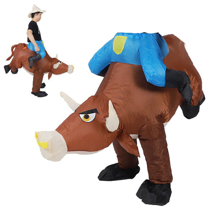 Blow up Kids and Teens Riding Bull Inflatable Costume for Halloween - ChildAngle