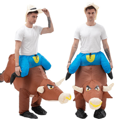 Blow up Kids and Teens Riding Bull Inflatable Costume for Halloween - ChildAngle