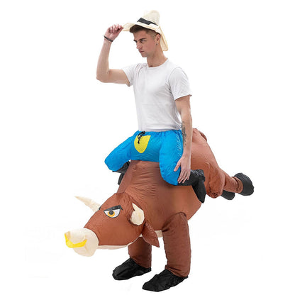 Blow up Kids and Teens Riding Bull Inflatable Costume for Halloween - ChildAngle