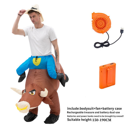 Blow up Kids and Teens Riding Bull Inflatable Costume for Halloween - ChildAngle