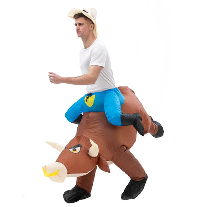 Blow up Kids and Teens Riding Bull Inflatable Costume for Halloween - ChildAngle