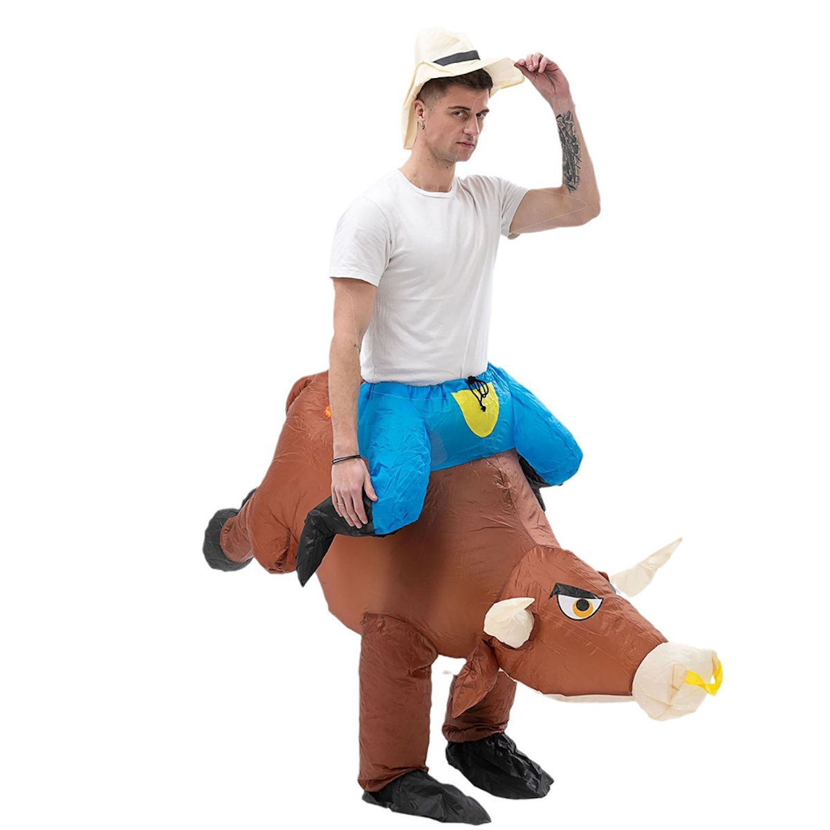 Blow up Kids and Teens Riding Bull Inflatable Costume for Halloween - ChildAngle