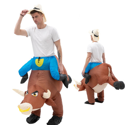 Blow up Kids and Teens Riding Bull Inflatable Costume for Halloween - ChildAngle
