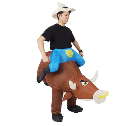 Blow up Kids and Teens Riding Bull Inflatable Costume for Halloween - ChildAngle