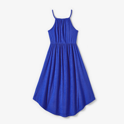 Mommy and Me Matching Dress Blue Ruffle Slip Dress for Party - ChildAngle