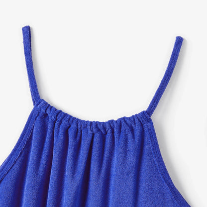 Mommy and Me Matching Dress Blue Ruffle Slip Dress for Party - ChildAngle