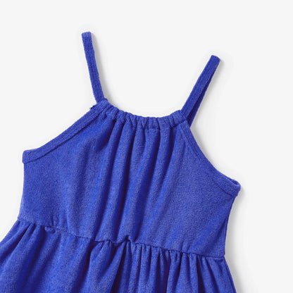 Mommy and Me Matching Dress Blue Ruffle Slip Dress for Party - ChildAngle