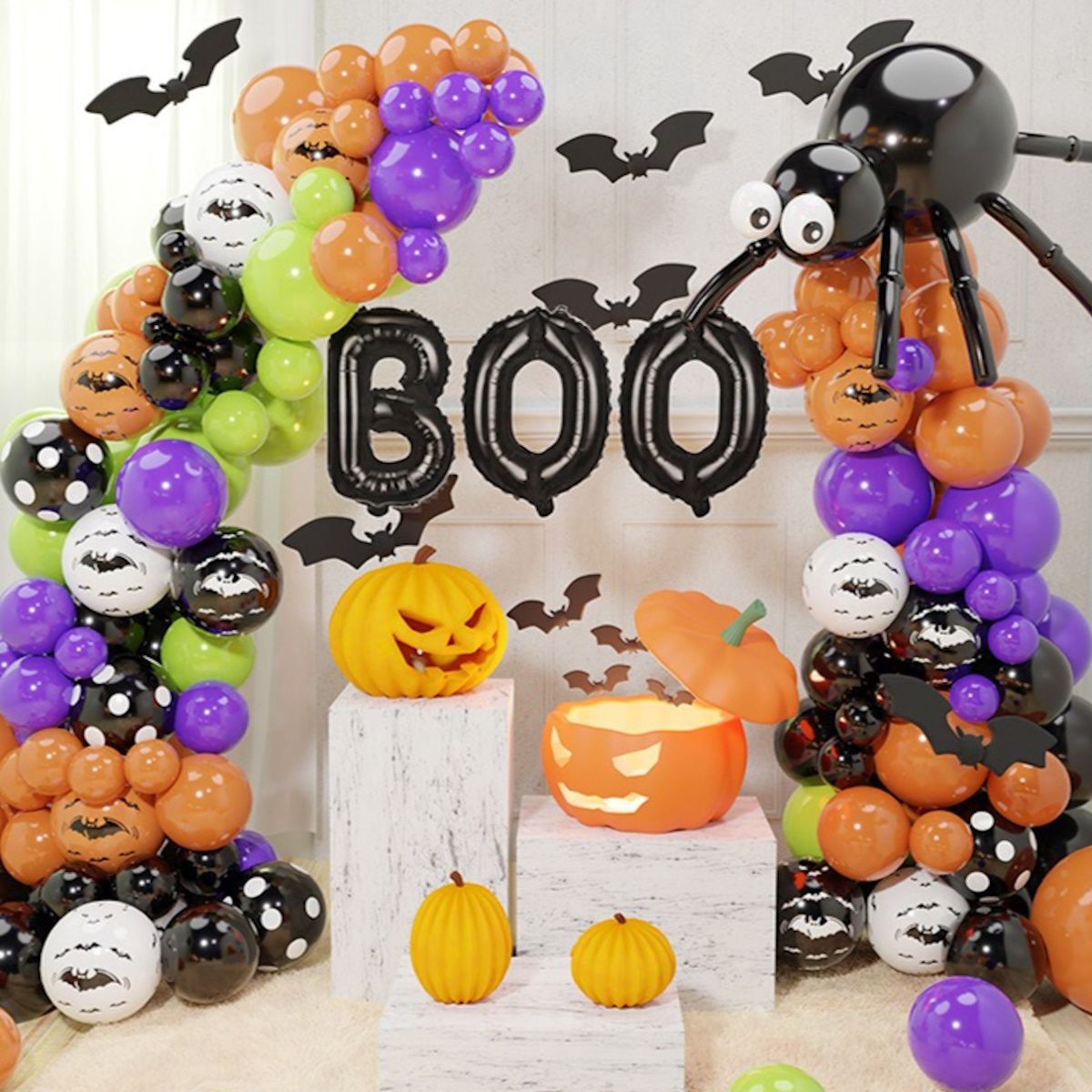 Halloween Decoration Spider Foil Balloons BOO Balloons Garland - ChildAngle