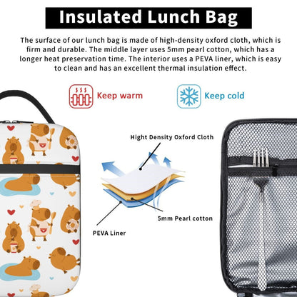 Capybara Lunch Bag Insulated Portable Lunch Tote - ChildAngle