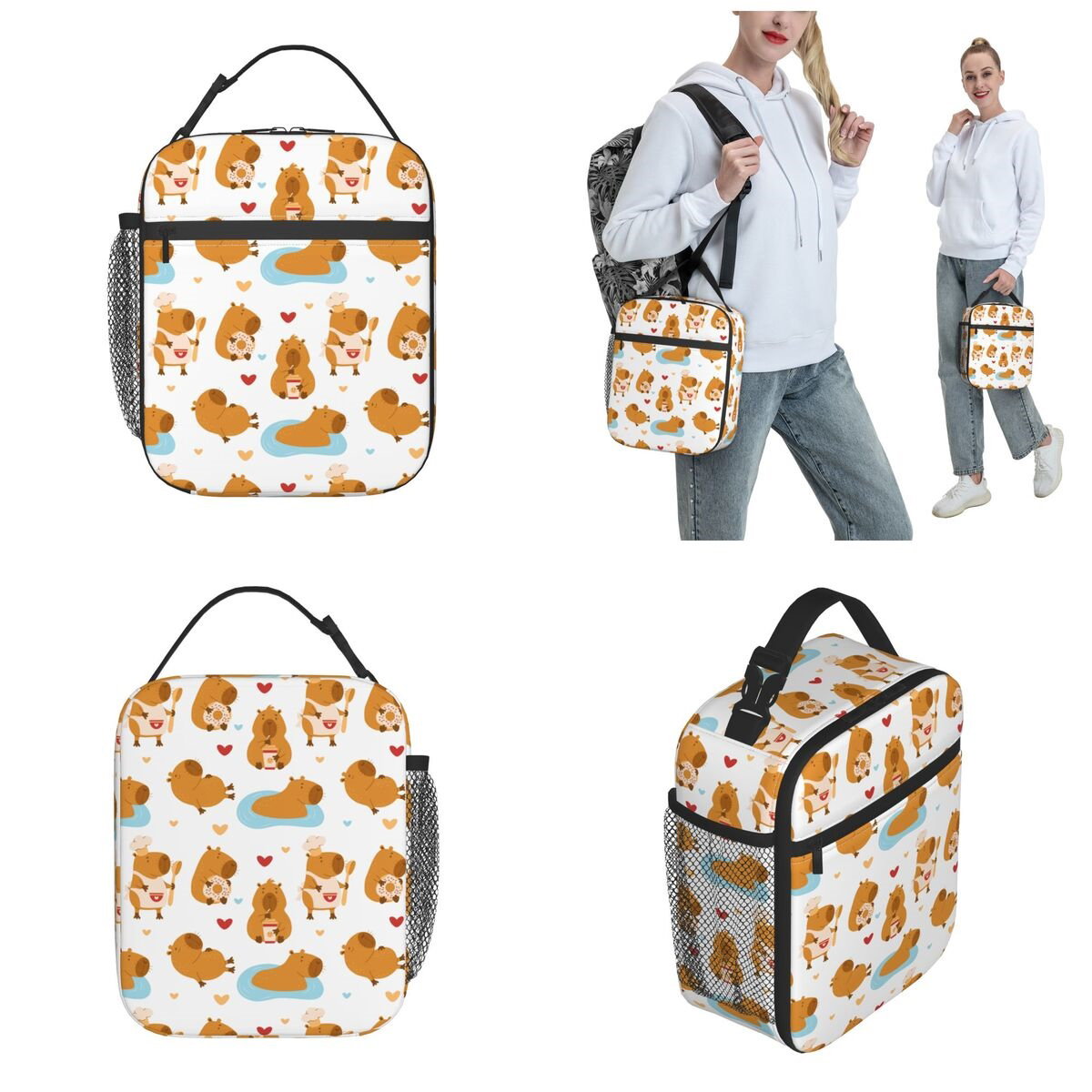Capybara Lunch Bag Insulated Portable Lunch Tote - ChildAngle