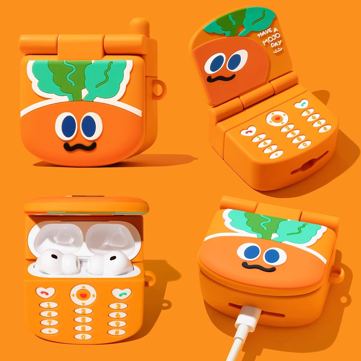 Carrot Flip Phone AirPods Case - ChildAngle
