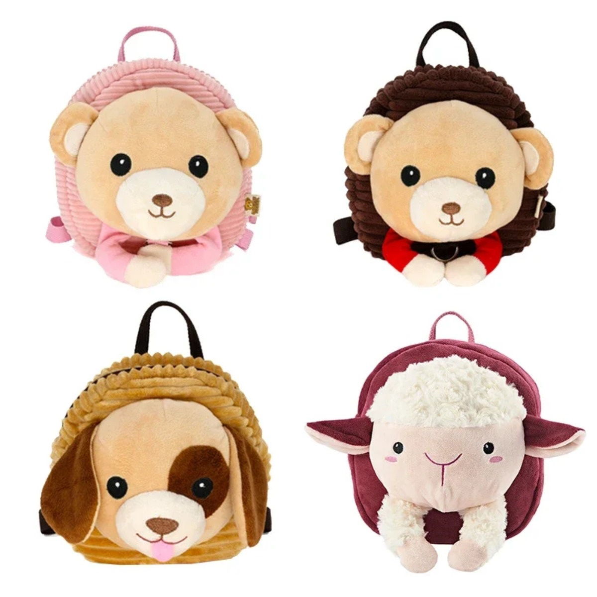 Cartoon 3D Plush Animal Kindergarten Backpack Toddlers Preschool Backpack with Leash - ChildAngle