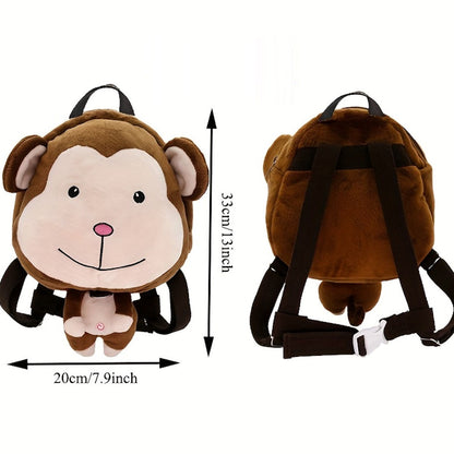 Cartoon 3D Plush Animal Kindergarten Backpack Toddlers Preschool Backpack with Leash - ChildAngle