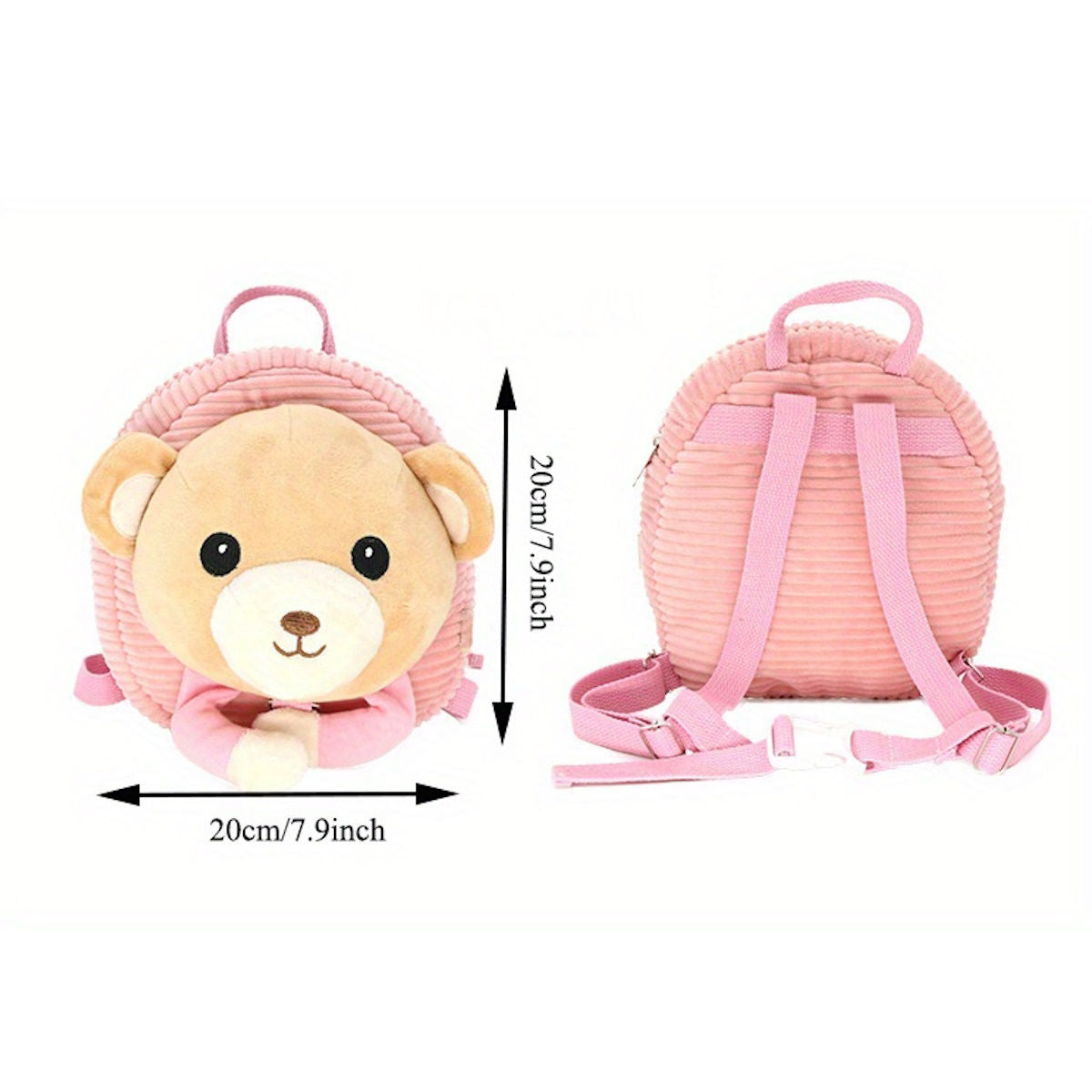 Cartoon 3D Plush Animal Kindergarten Backpack Toddlers Preschool Backpack with Leash - ChildAngle