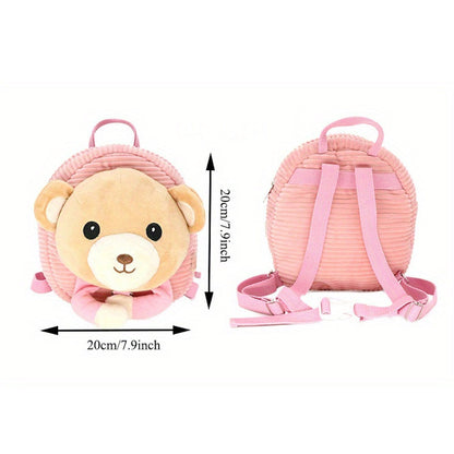 Cartoon 3D Plush Animal Kindergarten Backpack Toddlers Preschool Backpack with Leash - ChildAngle