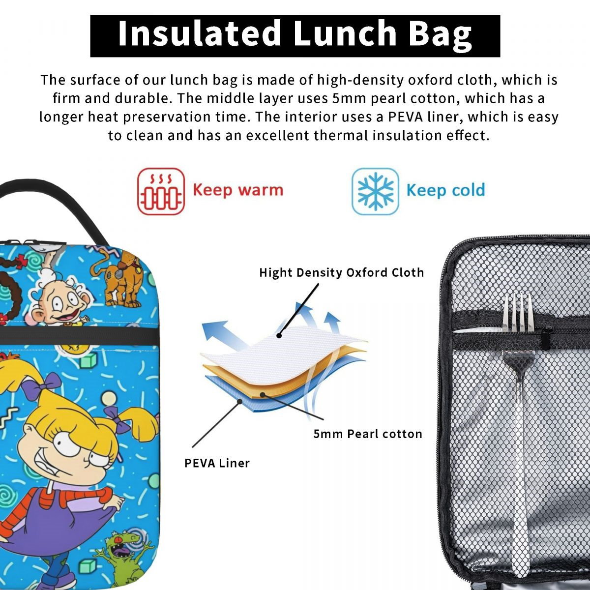 Rugrat Insulated Lunch Bag Cartoon Portable Lunch Tote - ChildAngle