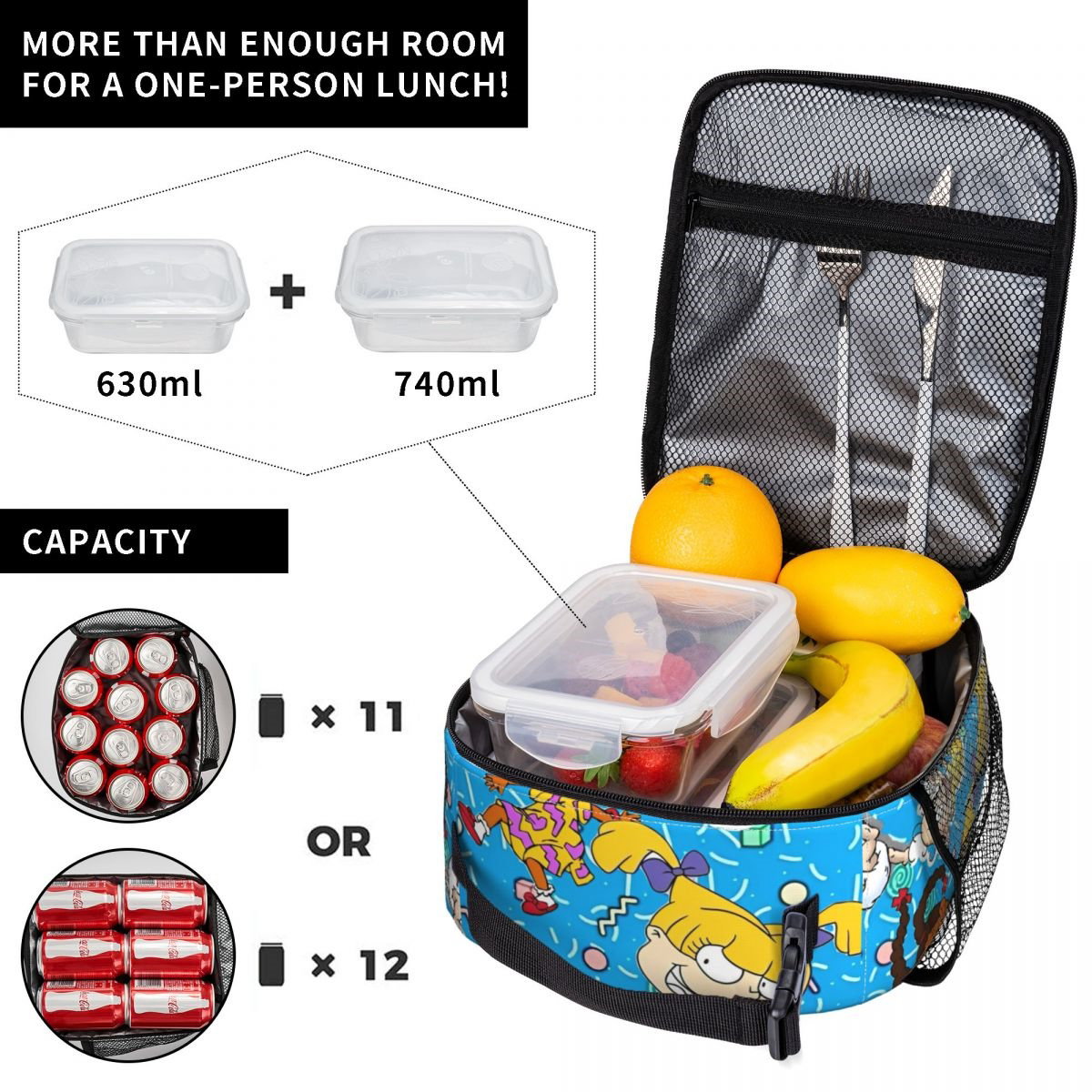 Rugrat Insulated Lunch Bag Cartoon Portable Lunch Tote - ChildAngle