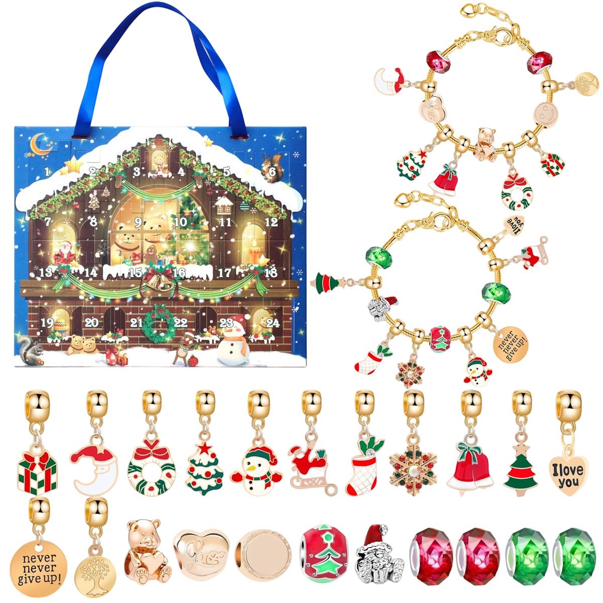 Charm Bracelet Advent Calendar Jewelry Advent Calendar Kids Advent Calendar Jewelry Set for Girls Christmas Calendar Bracelet - ChildAngle
