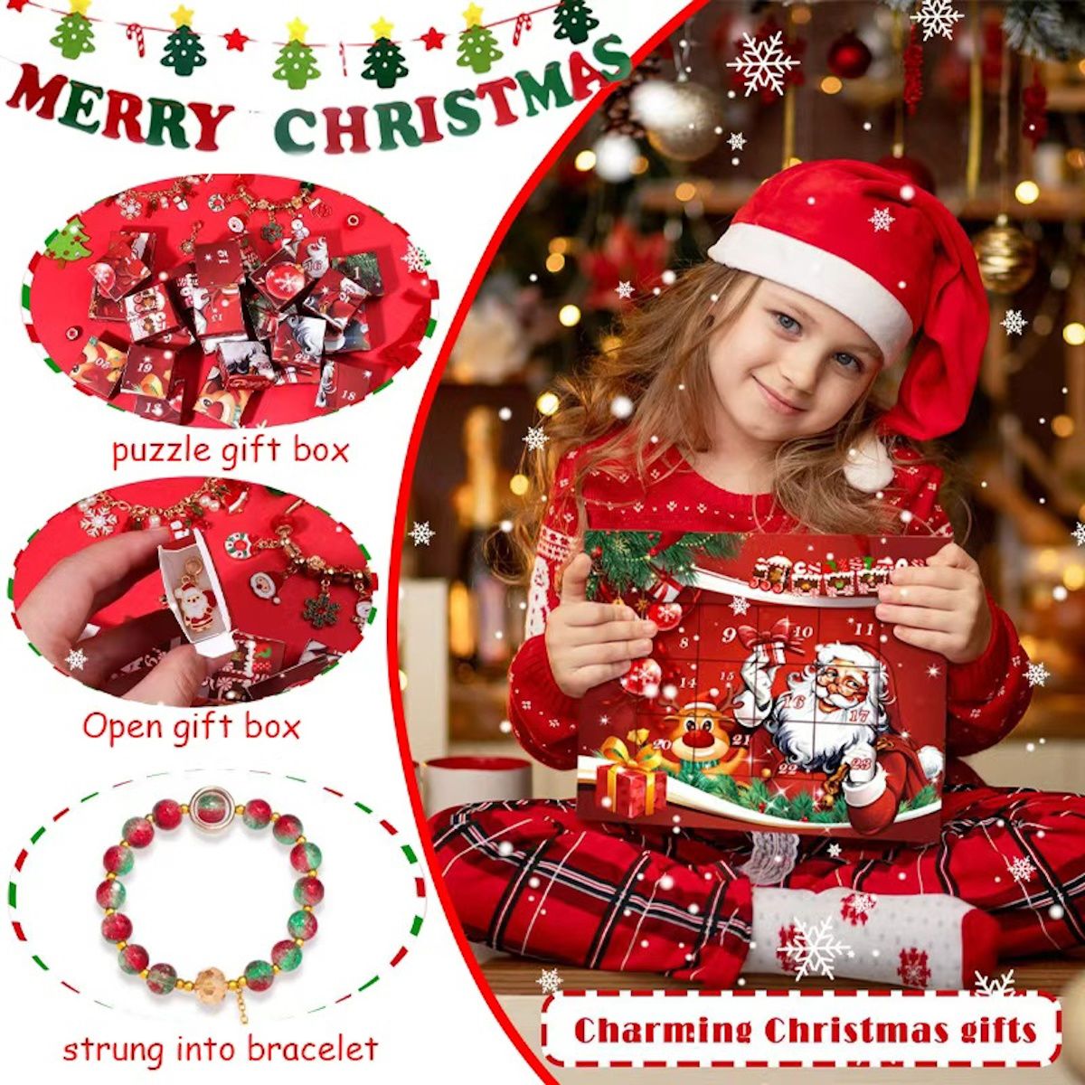 Charm Bracelet Advent Calendar Jewelry Advent Calendar Kids Advent Calendar Jewelry Set for Girls Christmas Calendar Bracelet - ChildAngle
