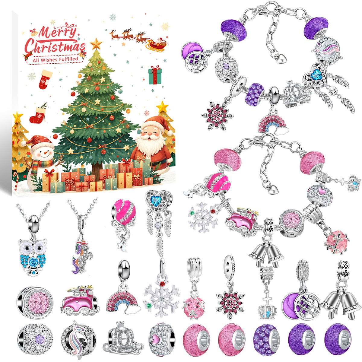 Charm Bracelet Advent Calendar Jewelry Advent Calendar Kids Advent Calendar Jewelry Set for Girls Christmas Calendar Bracelet - ChildAngle