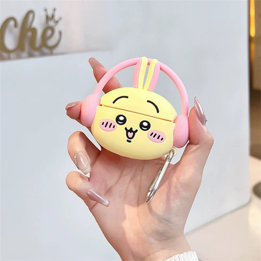 Chiikawa airpod case with pink headphones - ChildAngle Chiikawa AirPods Case