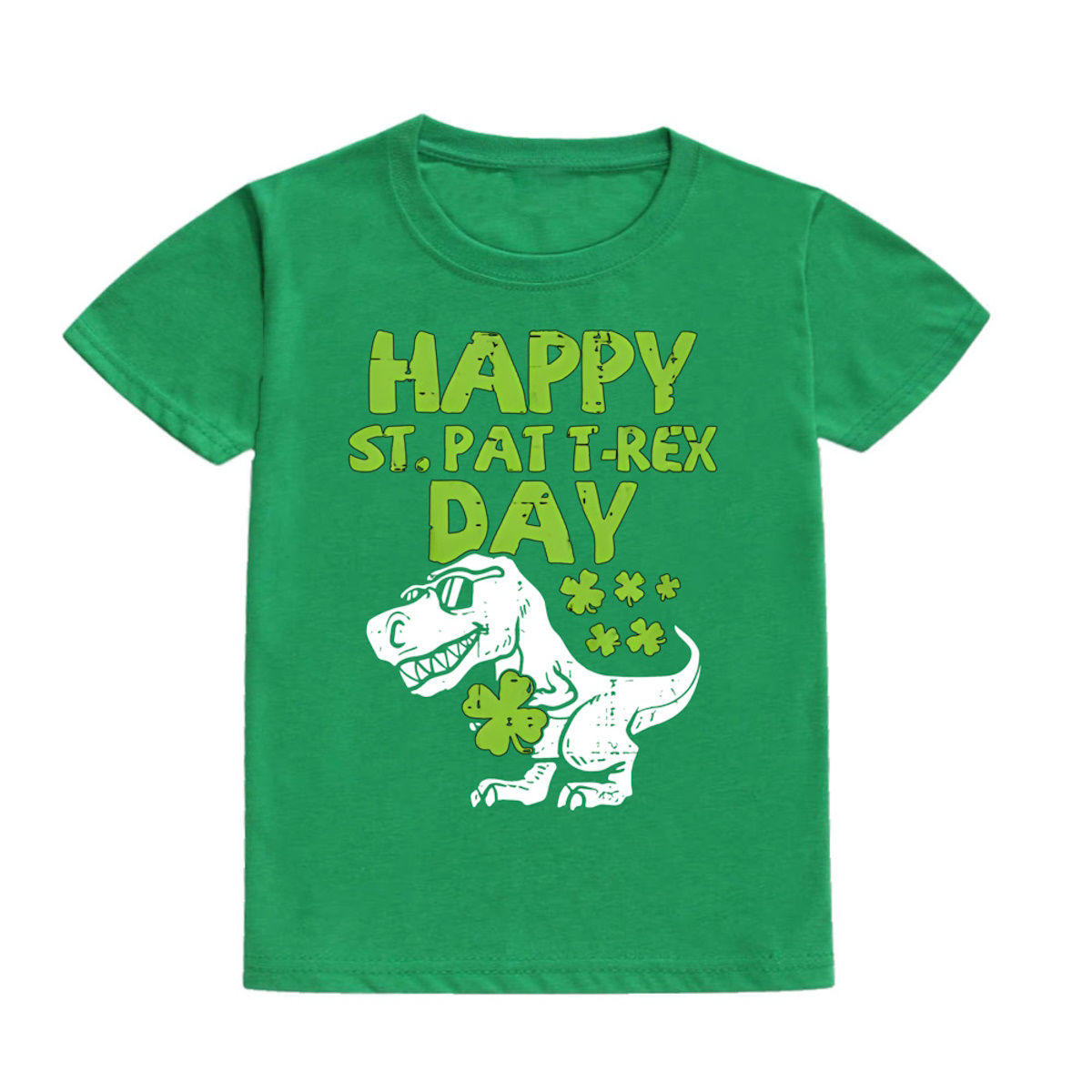 Green Dinosaur Childrens St. Patrick's Day Shirts - ChildAngle