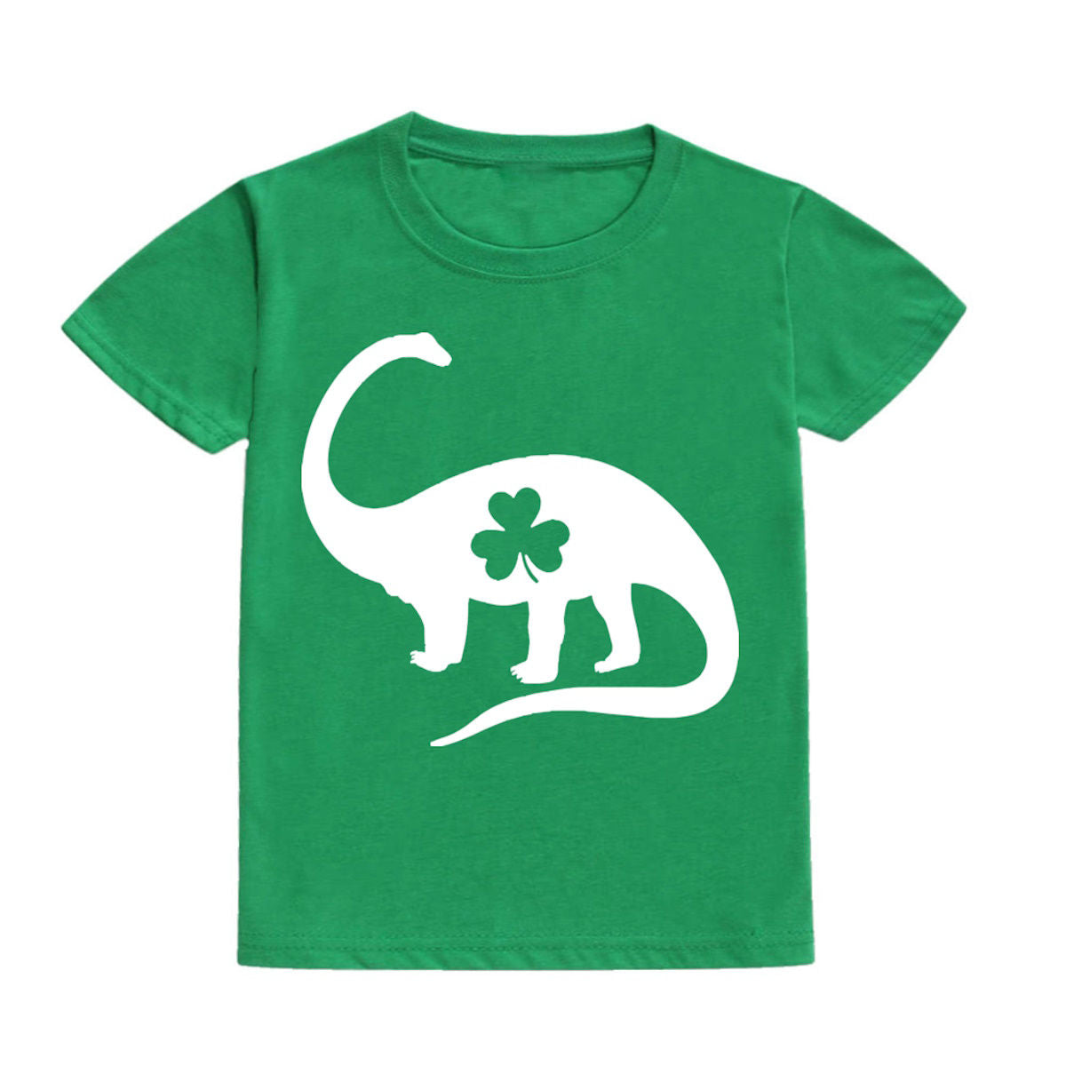 Green Dinosaur Childrens St. Patrick's Day Shirts - ChildAngle