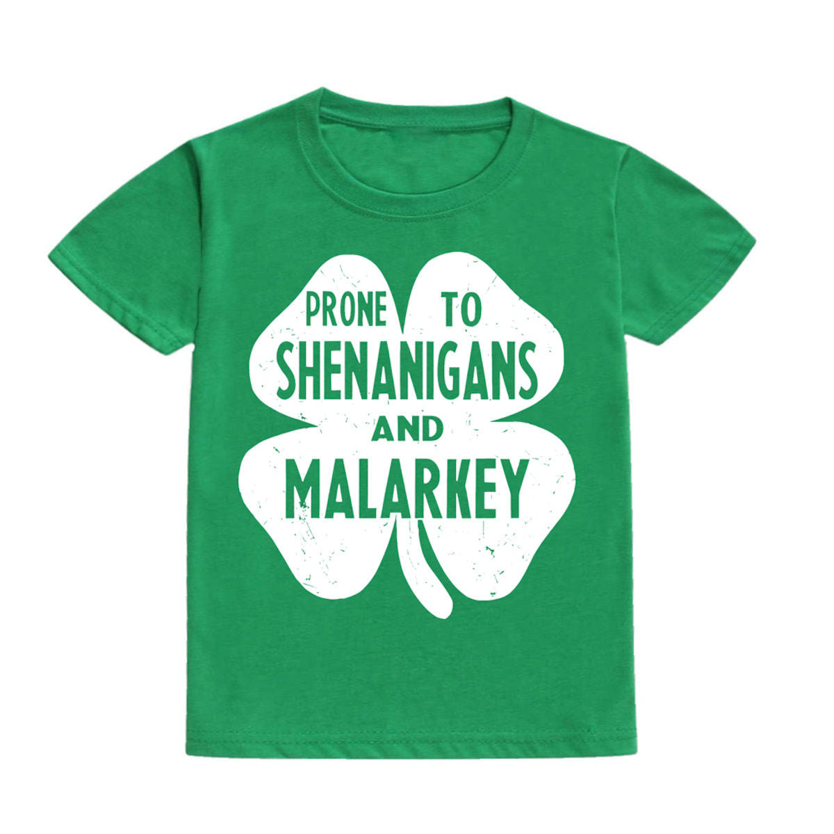 Green Shamrock Clovers Childrens St. Patrick's Day Shirts - ChildAngle