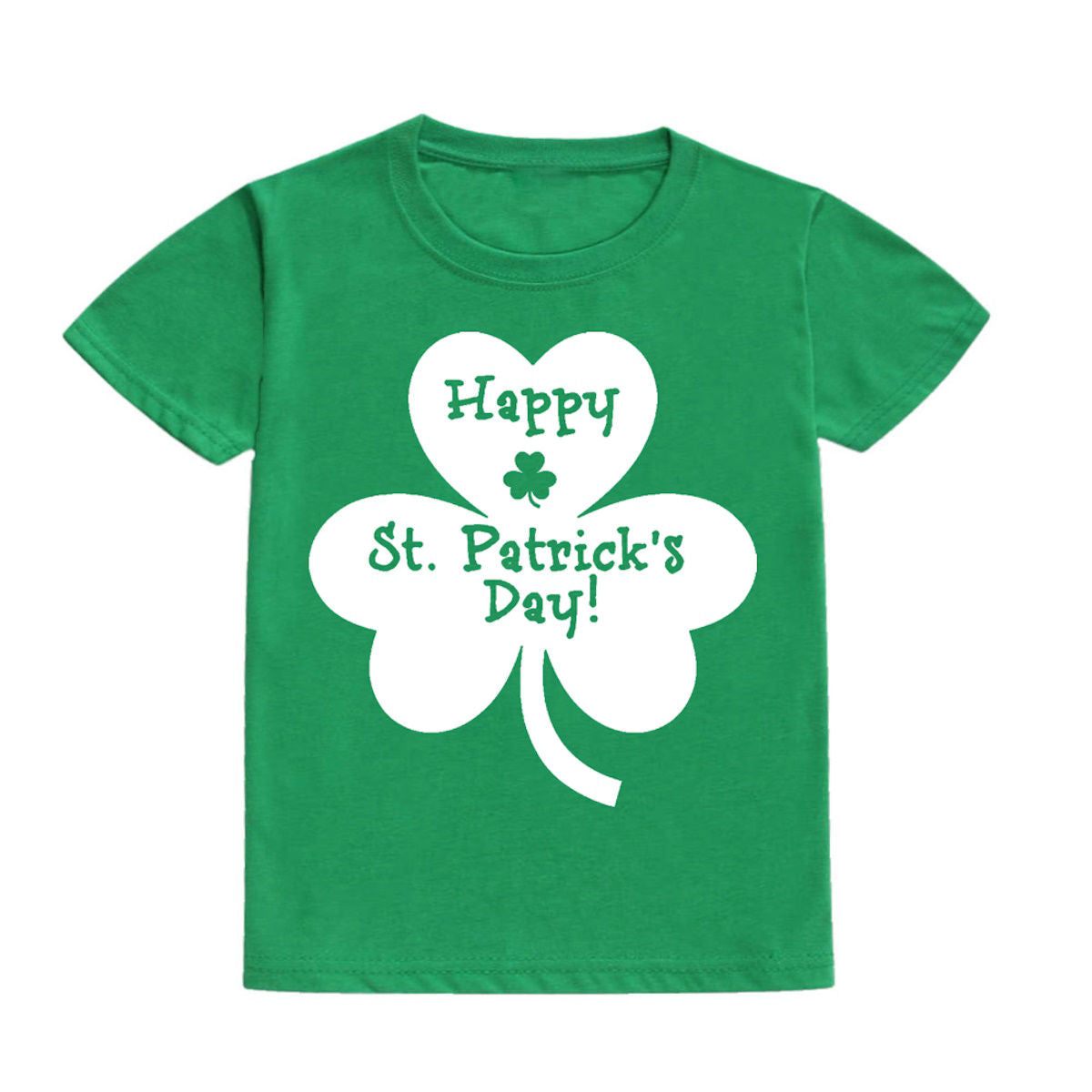 Green Shamrock Clovers Childrens St. Patrick's Day Shirts - ChildAngle