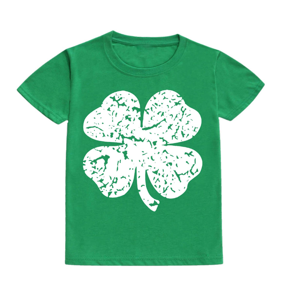 Green Shamrock Clovers Childrens St. Patrick's Day Shirts - ChildAngle