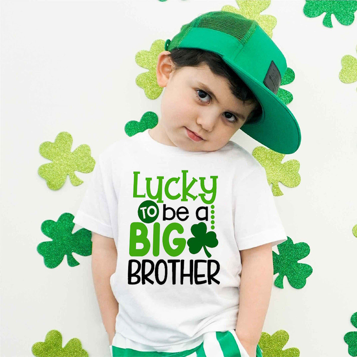 Lucky to Be Big Brother Childrens St. Patrick's Day Shirts - ChildAngle