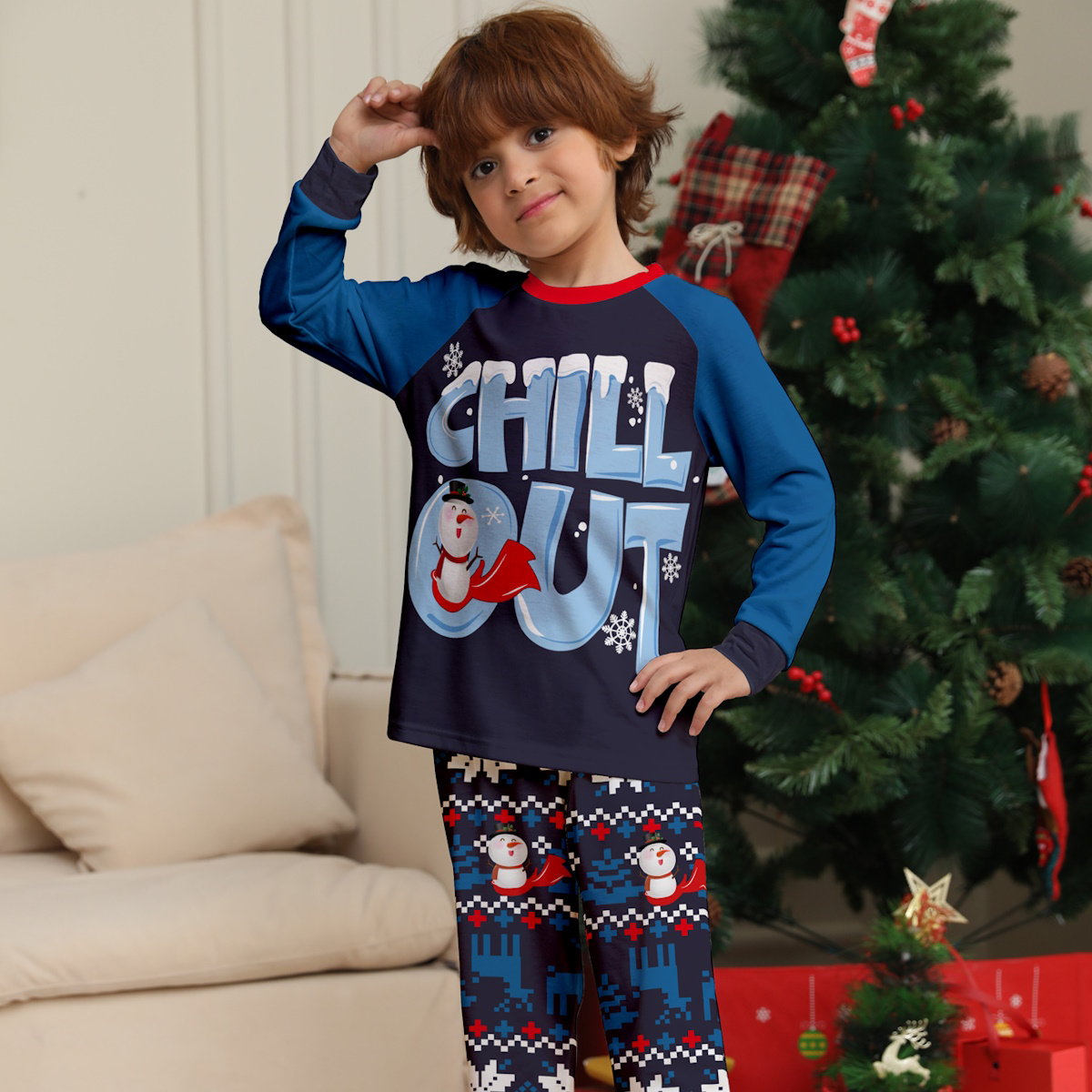 Chill Out Christmas Family Matching Christmas PJS Pyjamas Set - ChildAngle