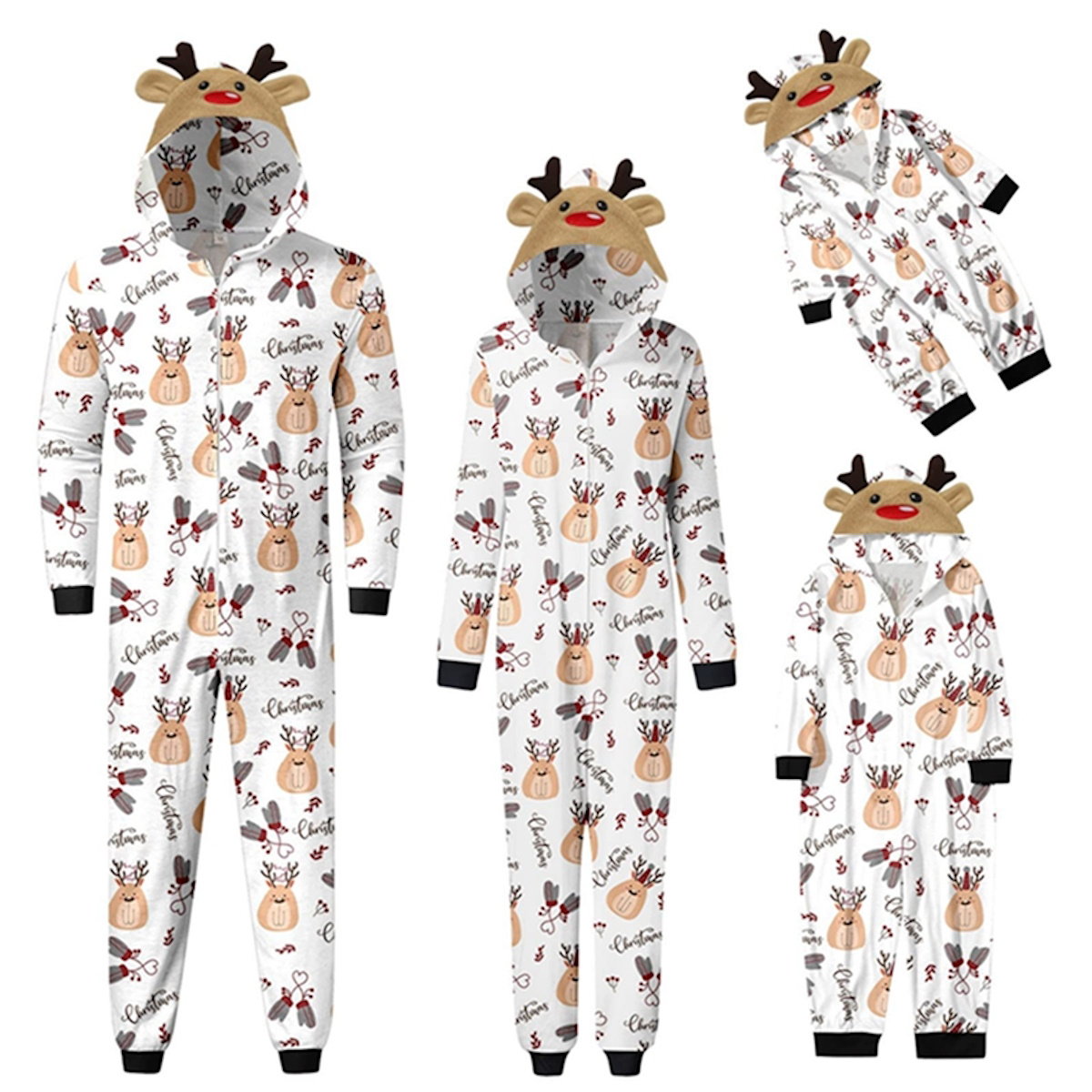 Set of matching Christmas-themed onesies with reindeer - ChildAngle Reindeer Family Matching Onesie Pajama Set