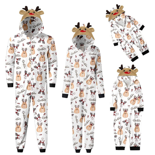 Set of matching Christmas-themed onesies with reindeer - ChildAngle Reindeer Family Matching Onesie Pajama Set