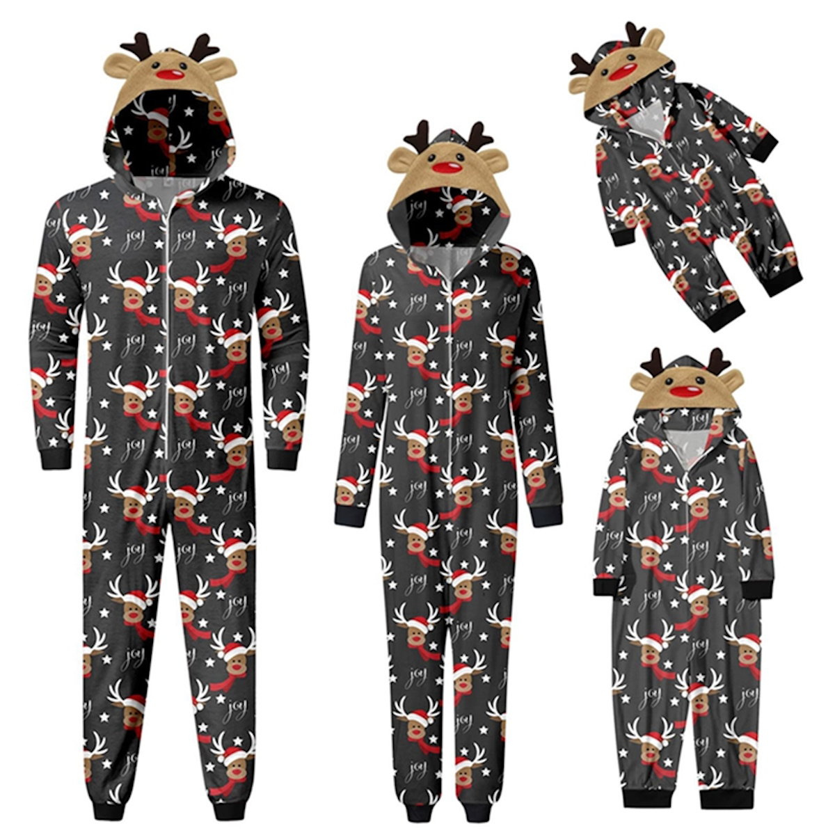 Set of matching Christmas-themed onesies with reindeer - ChildAngle Reindeer Family Matching Onesie Pajama Set