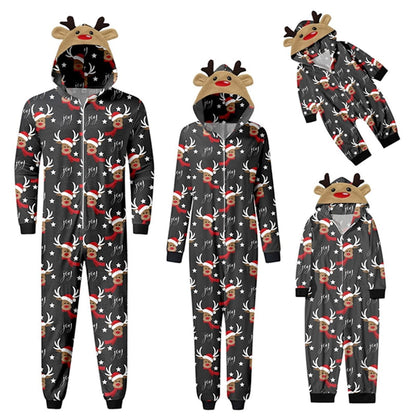 Set of matching Christmas-themed onesies with reindeer - ChildAngle Reindeer Family Matching Onesie Pajama Set