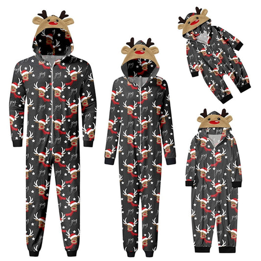 Set of matching Christmas-themed onesies with reindeer - ChildAngle Reindeer Family Matching Onesie Pajama Set